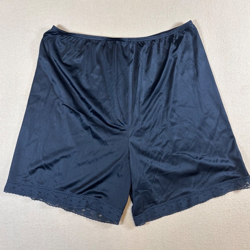 Vanity Fair Black Nylon Petti-Pants Lace Trim Culotte Slip Shorts XL 20